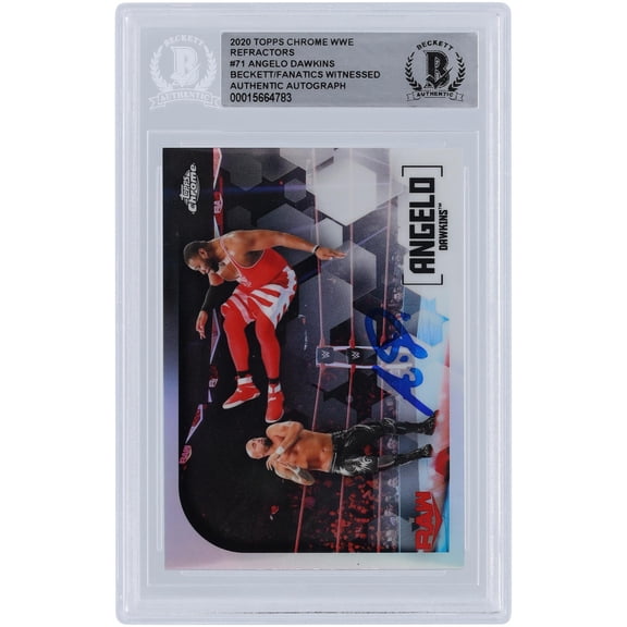 Angelo Dawkins WWE Autographed 2020 Topps Chrome Refractors #71 Beckett Fanatics Witnessed Authenticated Card - Fanatics Authentic Certified