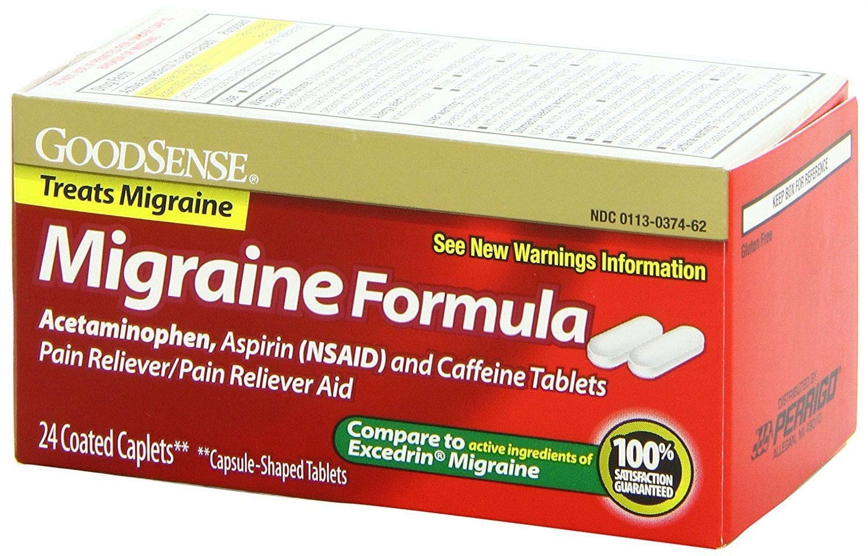 GoodSense Migraine Formula Caplets, Acetaminophen, Asprin (NSAID) and Caffeine Tablets, 24-count
