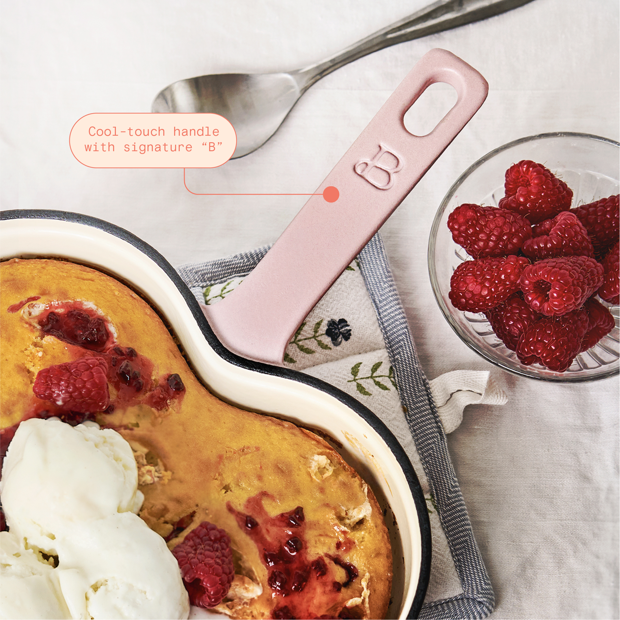 Beautiful by Drew Barrymore 10-Inch Heart Enameled Cast Iron Skillet, Pink photo 6