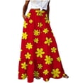 thumbnail image 3 of QIUOMBBP A Line Maxi Skirt for Women Elastic High Waist Drawstring Floral Flowy Long Skirts Summer Casual Going Out Clothes Red XL, 3 of 8