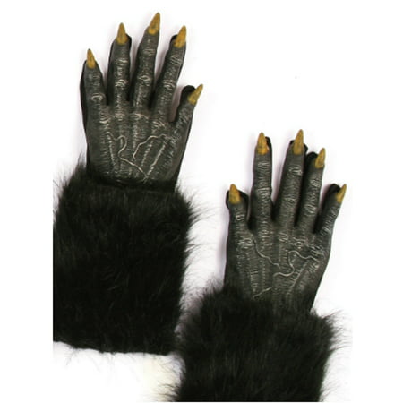 Werewolf Gloves - Black Wolf Evil Fur Halloween Adult 16