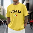 thumbnail image 2 of Mens T Shirts Italian Flag Letter Print Short Sleeve Crewneck Tee Shirts Summer Casual Lightweight Top Yellow L, 2 of 5