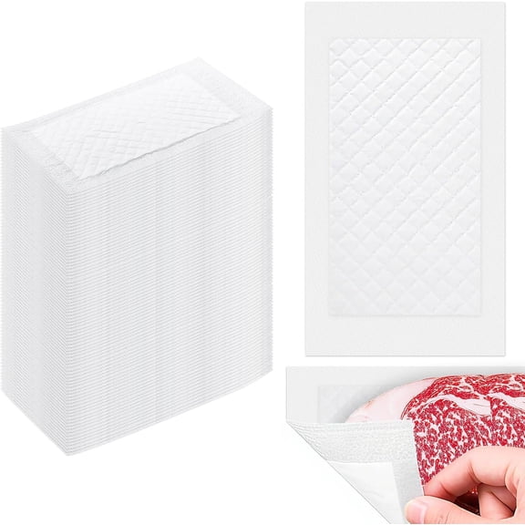 200 count Meat Absorbent Pads 4x7 Inch Meat Soaker Pads for for Vacuum Sealer Bags Fish Dry Clean for Kitchen and Shop,60 Grams