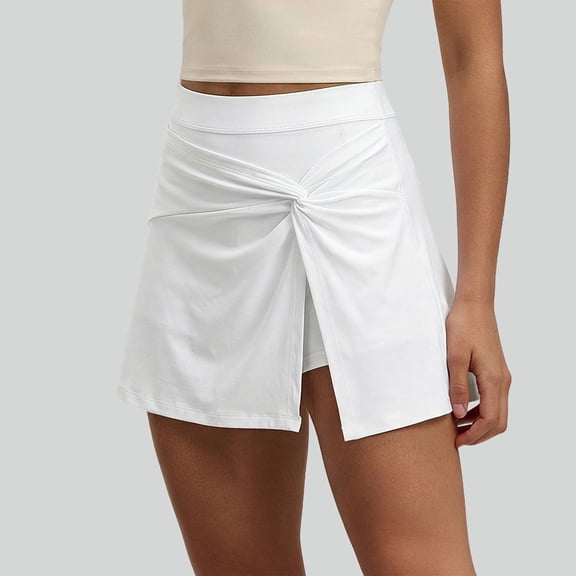 PBFRDSJ Womens Flowy Wrap Skirt Y2K High Waisted Athletic Skorts with Build-in Shorts Side Slit Mini Tennis Skirt