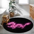 thumbnail image 3 of Round Area Rug 4 Ft, Dragon Flames Washable Non-Slip Circle Carpet for Living Room/Bedroom, Purple Dragons Abstract Modern Art Low-Profile Crawling Mats Collection Rugs for Indoor, 3 of 8