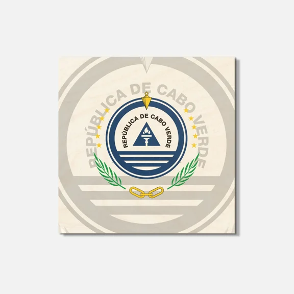 Cape Verde Coat Of Arms 4'' X 4'' Square Wooden Coaster