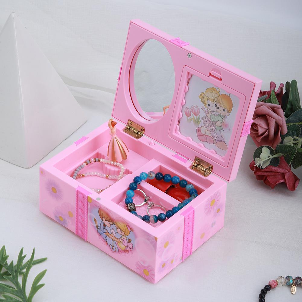 Fyydes Dancing Girl Pink Music Box Ornaments Home Decor Jewelry Storage