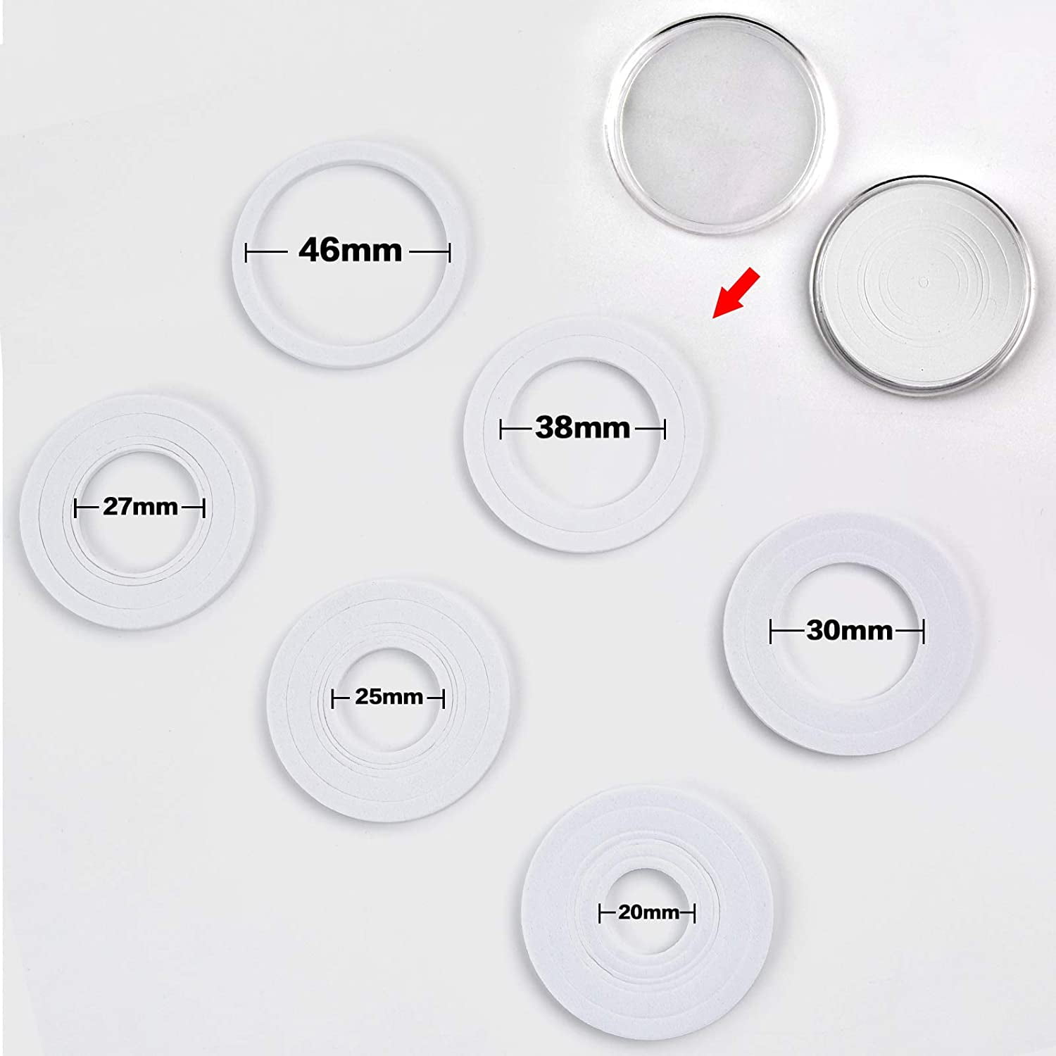 Fullcase 168 Pieces 46mm Coin Capsules with Foam Gasket and Plastic Storage Organizer Box, 6 Sizes (20/25/27/30/38/46mm) Coins Collector Case Holder for Coin Collection Supplies