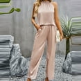 thumbnail image 7 of REORIAFEE Women's Two Piece Outfits Loose Sweatsuits Lounge Sets Beach Vacation Outfits Women's Fashion Casual Spring Summer Round Neck Sleeveless Blouse Tops Khaki XL, 7 of 7