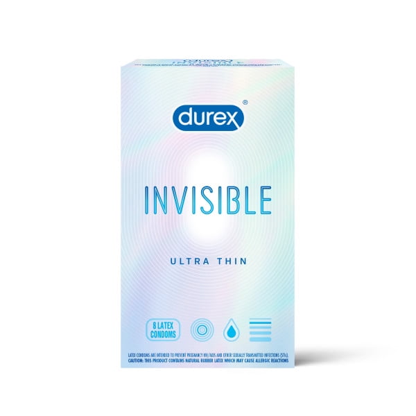 Durex Condom Invisible Ultra Thin Natural Latex Condoms 8 Count Ultra Senstive Lubricated 6669