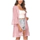thumbnail image 1 of Augper Swim Trunks Women Sexy Chiffon Perspective Beach Cover Solid 3/4 Sleeve Cardigan Tops Blouse, 1 of 5