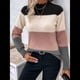 thumbnail image 4 of Suéteres de Bloque de Color para Mujer, Blusas de Larga con Cuello Alto, Suéter de Punto Holgado. Rosa M, 4 of 7