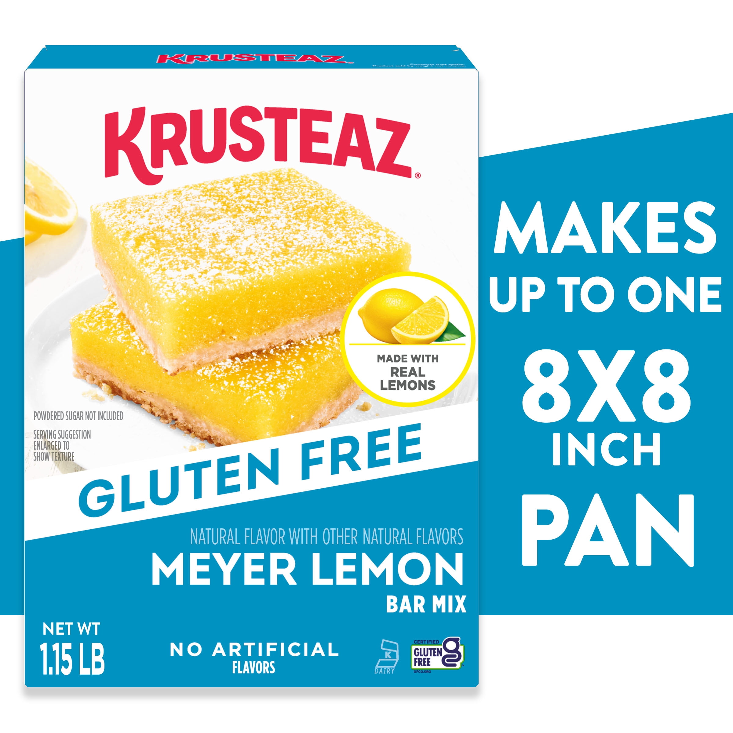 (8 pack) Krusteaz Gluten Free Meyer Lemon Bar Mix, Gluten Free Baking Mix, 18.42 oz Box