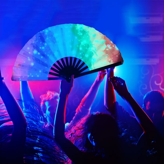 Clapping Fans,for Line Dancing Luminous Boots On The Ground Fan Line Dance Popping Fan Holographic Folding Hand Fan for Women Handheld Fans for Dance Wedding Party & Gift