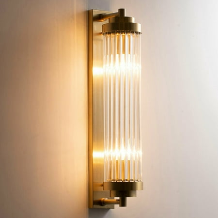 

SHZICMY Luxury Wall Lamp Mid-Century Glass Lampshade Vintage Wall Sconce Gold E14/E12 110V