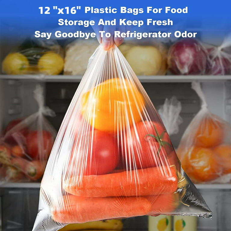 12 X 16 Plastic Produce Bag Roll, Clear Food Storage Bag for Bread Fruit  vegetable, 1 Roll, 350 Bags/Roll