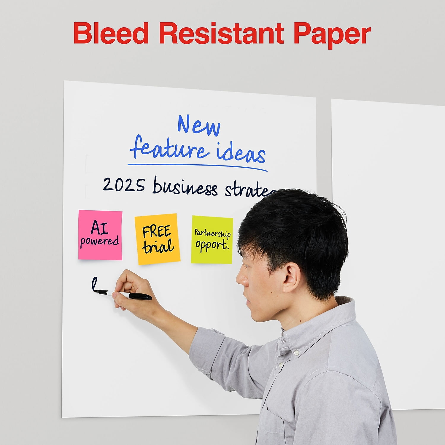 MyOfficeInnovations Stickies Easel Pads 25" x 30" White 30 Sheets/Pad 2 Pads/CT 958103