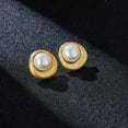 thumbnail image 4 of Mytys Pearl Stud Earrings Gold Dangle Faux Pearl Earring Jewelry Gifts for Women, 4 of 8