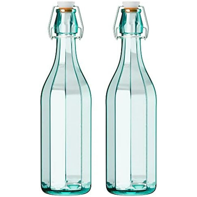 Faceted Hermetic Glass Bottles EcoFriendly Swing Top Glass Bottles