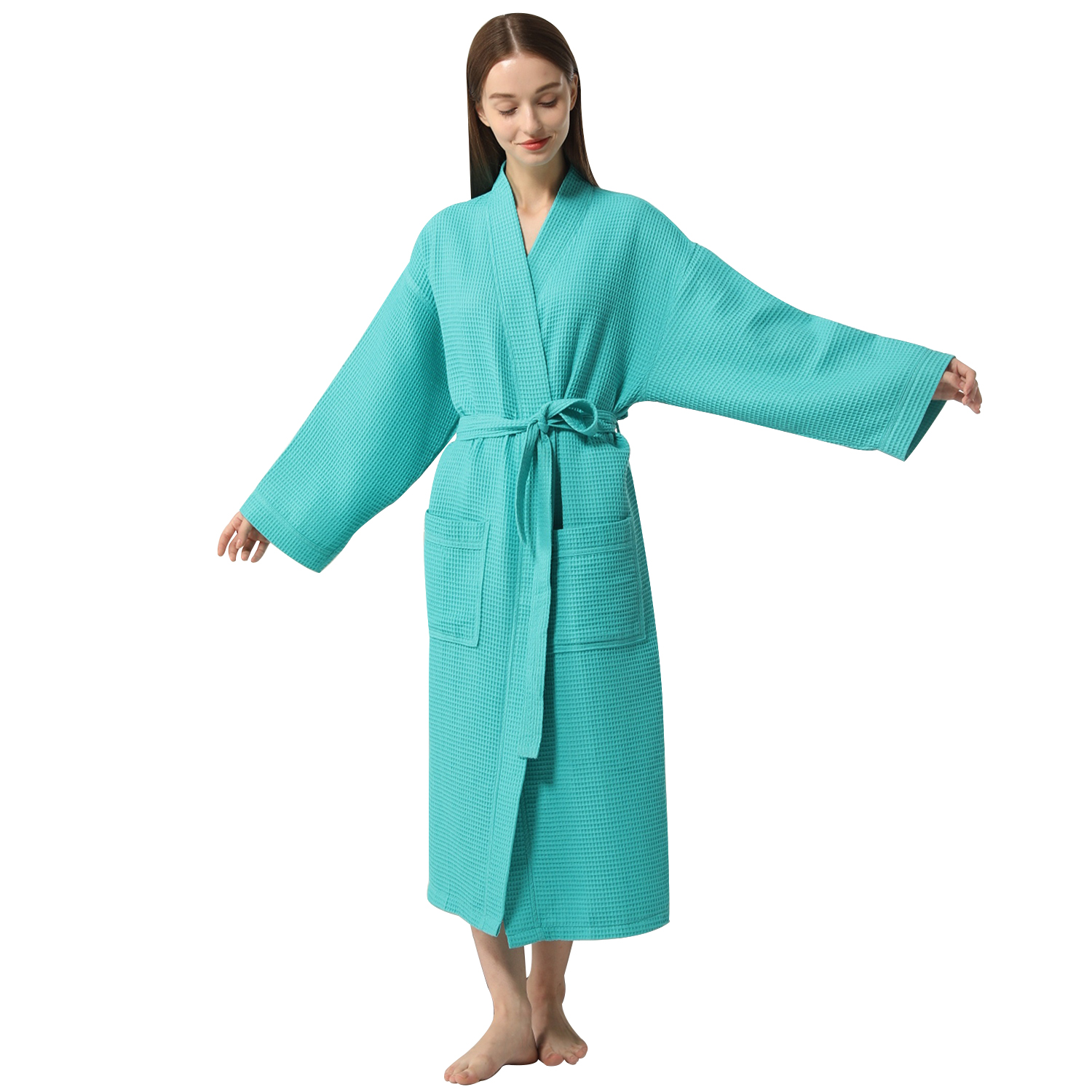 Marquess Waffle Bathrobe, Knit Lightweight Spa & Kimono Bath Robes Cotton &Polyester Blend