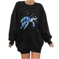 thumbnail image 6 of kayannuo Fall Clothes For Women Women Wild Ocean Print Loose O-Neck Long-Sleeved Fleece Oversized Sweatshirt Pullover Black, 6 of 9