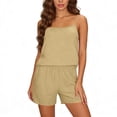 thumbnail image 3 of TaTaai Women's Casual Summer Set Solid Color Linen-Like Adjustable Camisole and Elastic Waist Shorts Two Piece Matching Outfit for Daily and Travel Wear Gift, 3 of 7
