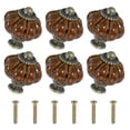 thumbnail image 1 of 6 Paquetes de Perillas de Cerámica, Perillas de Cajón de Cerámica en Forma de Calabaza con Tornillo de Montaje M4 x 25mm para Cajón de Armario, Café, 1 of 6