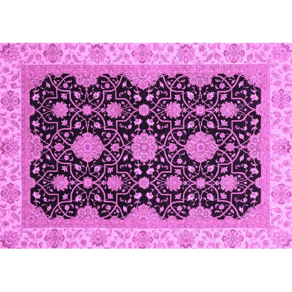Ahgly Company Indoor Rectangle Oriental Purple Traditional Area Rugs, 7' x 9'