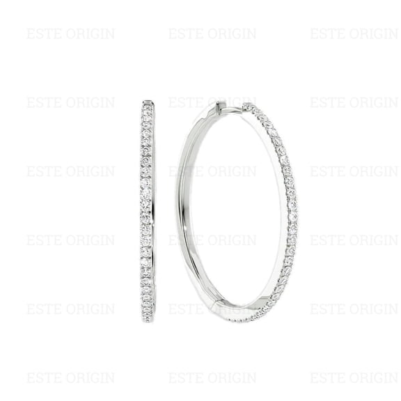 30mm Pavé Hoop Earrings with Moissanite – Timeless Sparkle in 14K White Gold