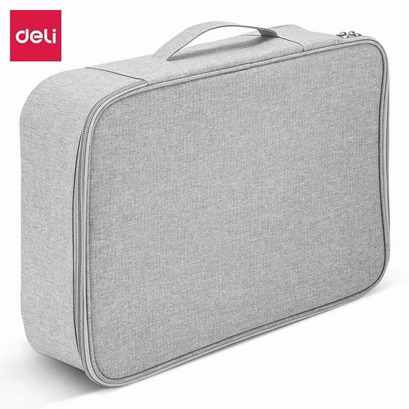 Deli Gray Waterproof Portable Document Case Holds bank cards, passports, laptops, and more Ideal for home, office and travel