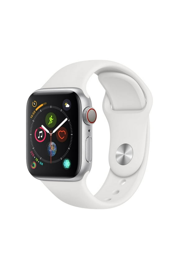 Pre-Owned Apple, Watch Series 4, GPS + Cellular 4G LTE Smart Watch, 10 Hour Battery Life, iOS, Silver/44mm, 1 Each, 1, 1, 1