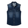 thumbnail image 4 of Mens Sleeveless Denim Shirt Collared Button Up Shirt with Pockets Slim Fit Work Tops, 4 of 4