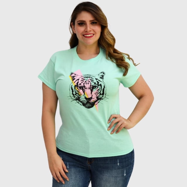 Playera talla extra, modelo 9001-38 (Menta) TIGRE agua 42 Roman Fashion Playera extra 9001-38