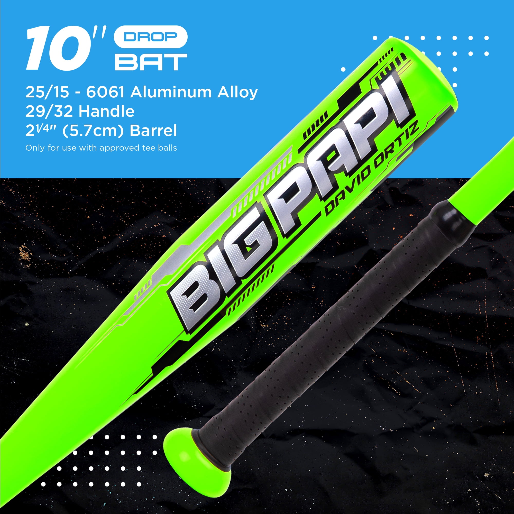 Ortiz34 Youth T-Ball Set, 25" Aluminum Bat (-10 Drop), Foam Core T-Ball, 9" Lightweight Glove, Graffiti Print