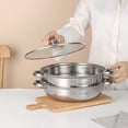 thumbnail image 3 of 28cm Stainless Steel Steamer Pot with Vented Glass Lid - 3-Piece Set - 2-Tier Bottom - Perfect Kitchen Addition, 3 of 3