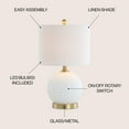 thumbnail image 4 of JONATHAN Y Julienne 20.5" Glass/Metal LED Table Lamp, White/Brass Gold, JYL1040A, 4 of 7