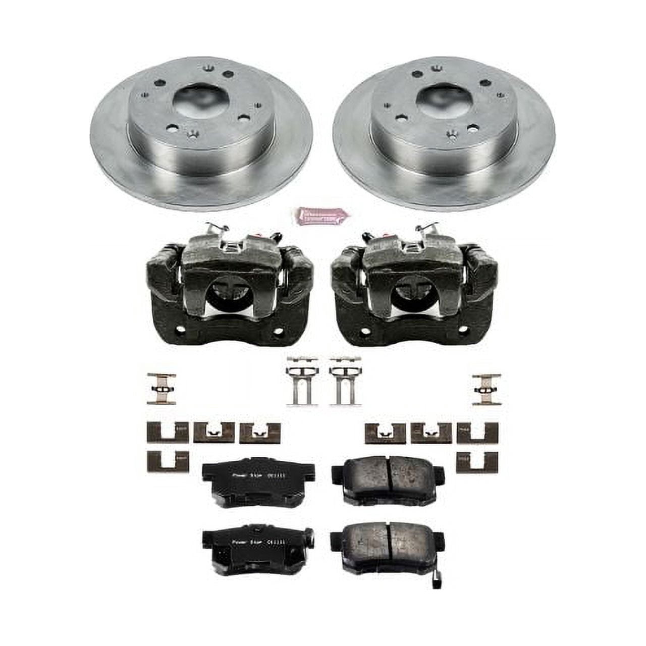 PowerStop Rear Stock Replacement Brake Pad and Rotor Kit with Calipers Fits: HONDA Select Models KCOE1244