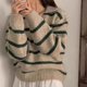 thumbnail image 4 of MJG coreano chic otoño e invierno estilo retro POLO collar contraste rayas suéter de manga larga de las mujeres suéter tops mujeres, 4 of 5