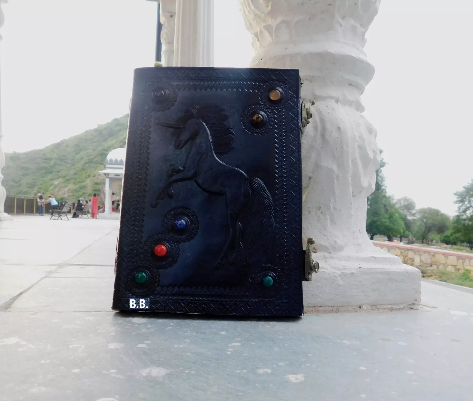 Handcrafted Embossed Design Vintage Leather Bound Journal Unicorn Grimoire Book of Shadow Spell Diary Blank Notebook For Men & Women