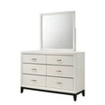 thumbnail image 4 of Contemporary Style 5pc Queen Size Low-Profile Bed Dresser Mirror 2x Nightstands Chest Bedroom Furniture Set White Finish, 4 of 6