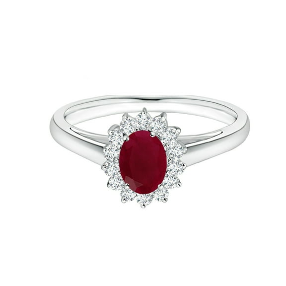 Princess Diana Inspired Oval 1 Ctw Ruby Gemstone 925 Sterling Silver Women Wedding Ring
