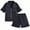 Black, variant on RUTAYY Children Girls Summer 2 Piece Outfits Sets Casual Solid Color Button Down Lapel Short Sleeved Top and Shorts Pajamas Trendy Clothes, 9-10 Years