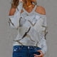 thumbnail image 2 of Las tapas del hombro para las mujeres Sexy Impresión digital 3D Camiseta de manga larga Primavera Cuello en V fino Jersey Túnicas Fridja czfsfas3738, 2 of 5