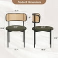 thumbnail image 3 of Xukmct 2 Pack Rattan Back Side Chair with Metal Legs, Upholstered Dining Chair for Dining Room, Living Room, Green, 3 of 10