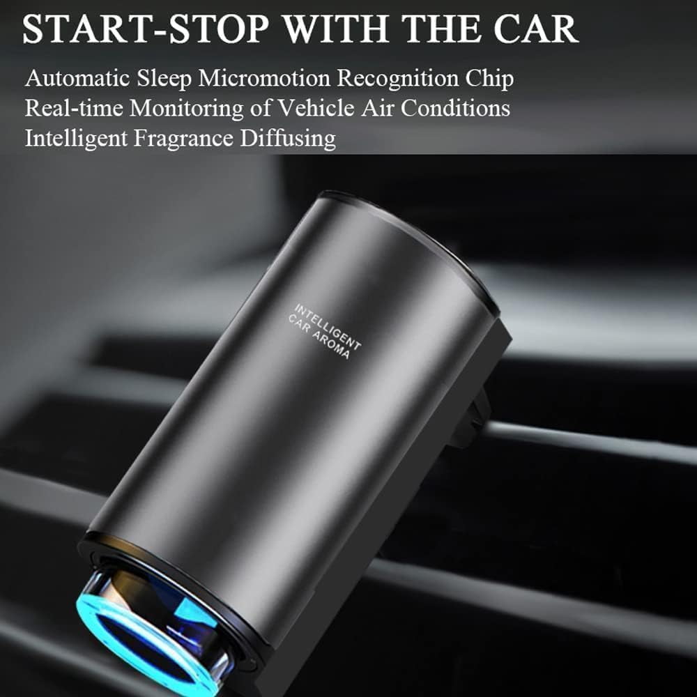 Smart Car Air Freshener with Three Adjustable Intensity Levels,Smart Car Air Freshener Diffuser Rechargeable,Car Air Freshener Vent Clips with 1/3pc Essential Oils (3pcs Oils + Diffuser)