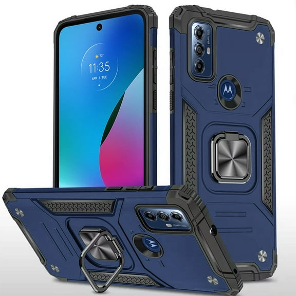 For Motorola Moto G Go XT2163-7 Robust Kickstand Phone Case Cover - Blue