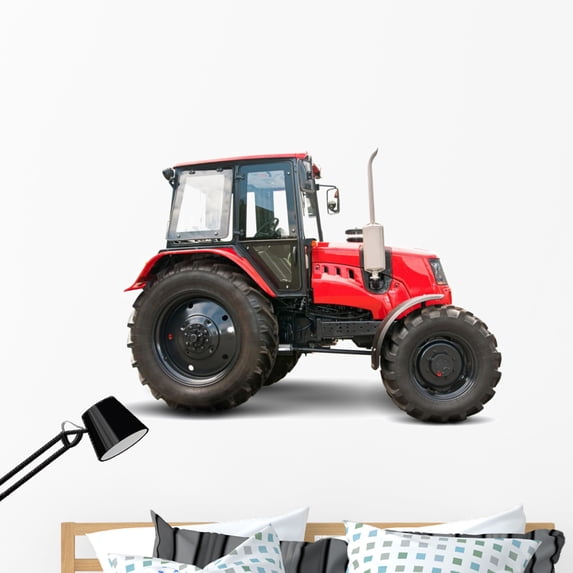 Red Tractor Wall Decal by Wallmonkeys Peel and Stick Graphic (48 in W x 32 in H) WM225628
