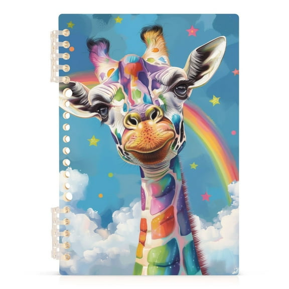 Colorful Spots Giraffe and Rainbow Notebooks 1-subject Journal 60 Sheets A5 College Ruled Paper Detachable Ring 8.3"x5.7"