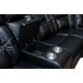 thumbnail image 6 of Modern Reclining Sofa, Large Sectional Sofa with Manual Reclining, Faux Leather Accent Sofa Couch with 2 Center Console and 4 Cup Holders for Living Room/Home Theater Hotel Large Space, Black, 6 of 9