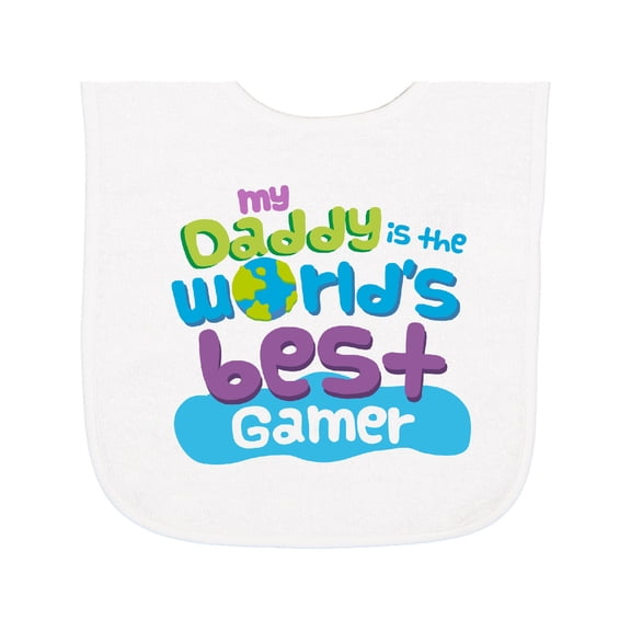 Inktastic Worlds Best Gamer Daddy Baby Terry Cloth Bib